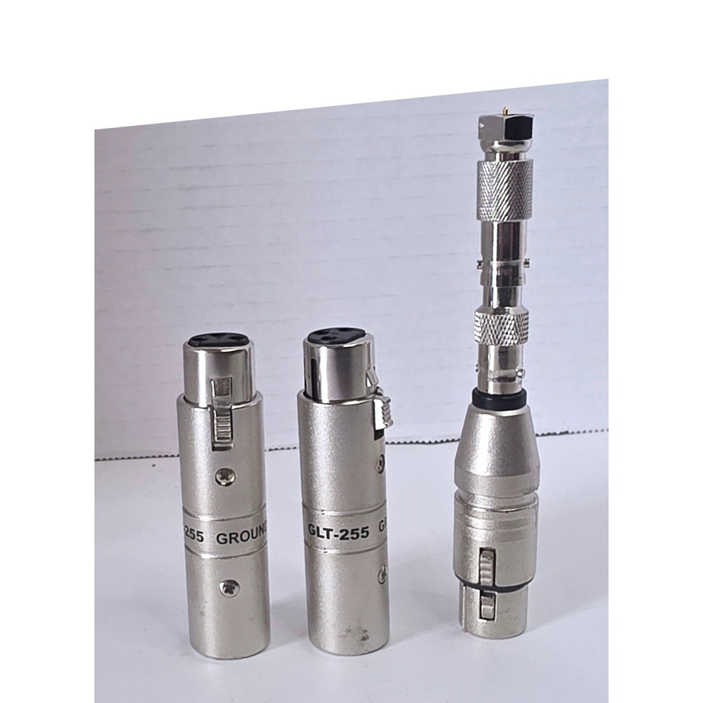 Lot of 3 GLT-255 Ground Lift XLR Adapters Silver Tone Audio Noise Eliminators
